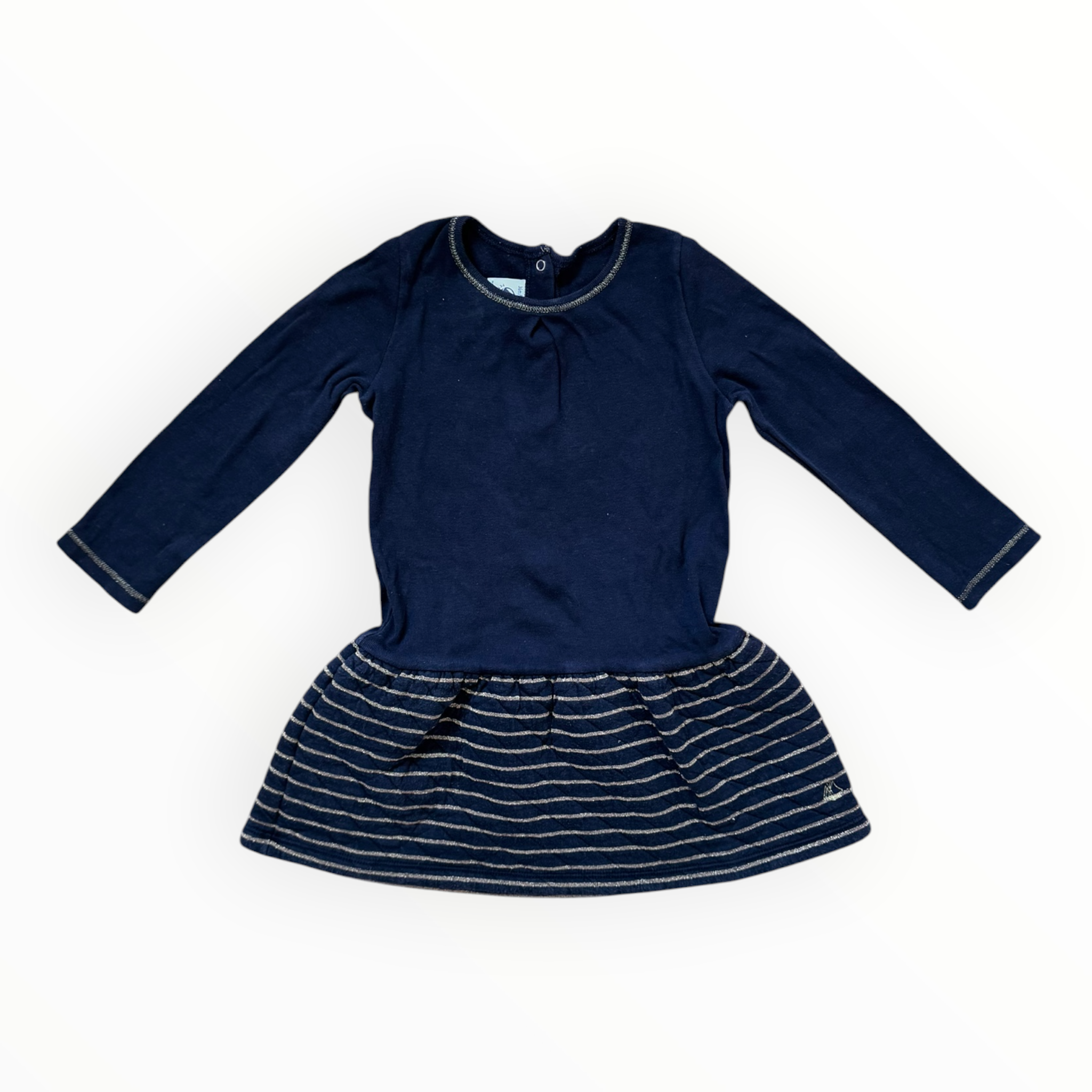 Prelove Langarm Kleid Golden Stripes Petit Bateau Gr. 92