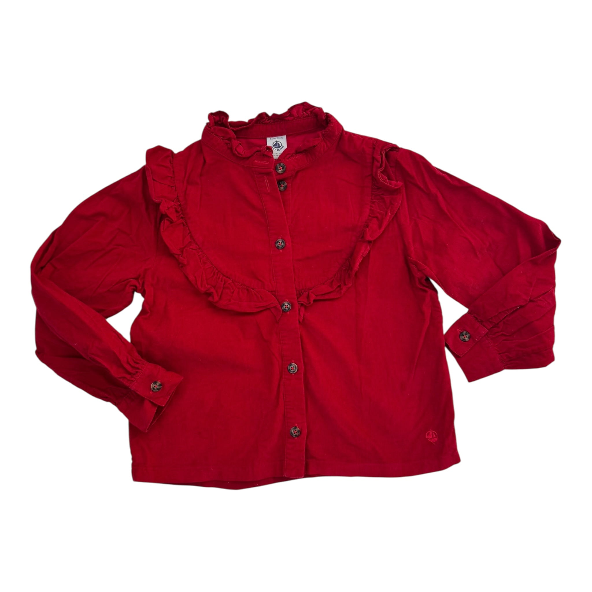 Prelove Mädchen Shirt Cord Rot Petit Bateau Gr. 128